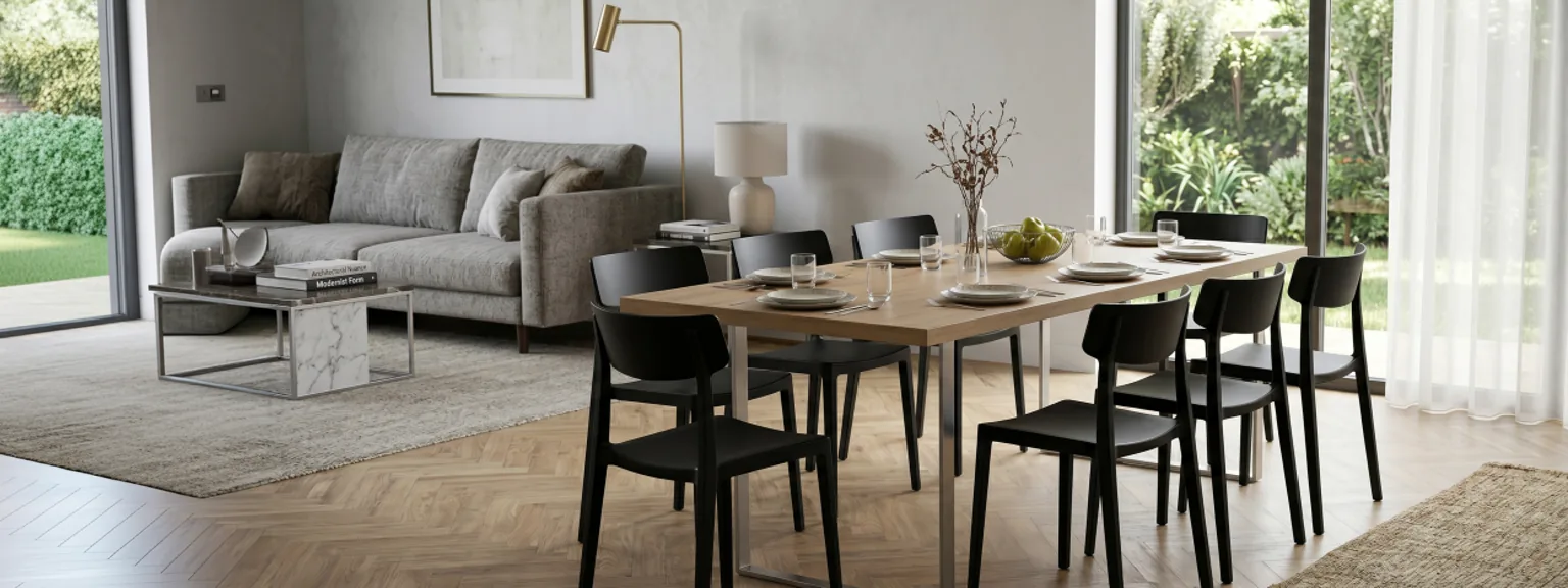 Living con sillas y mesa de Seppia